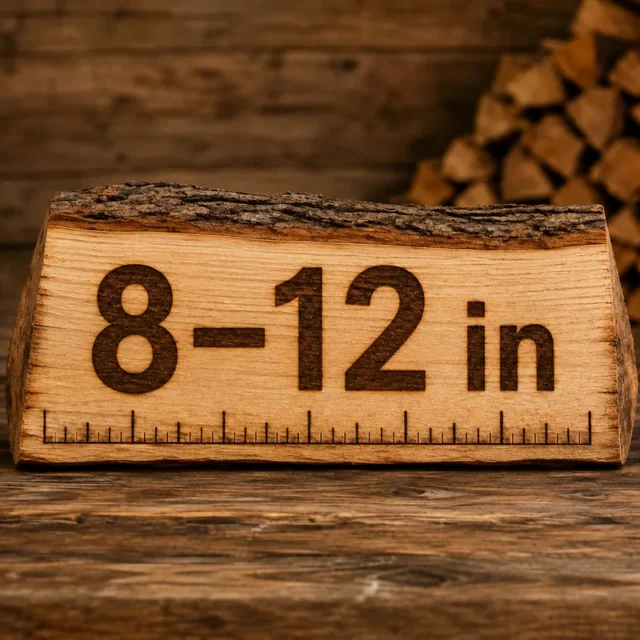 a piece of firewood with 8-12" on it